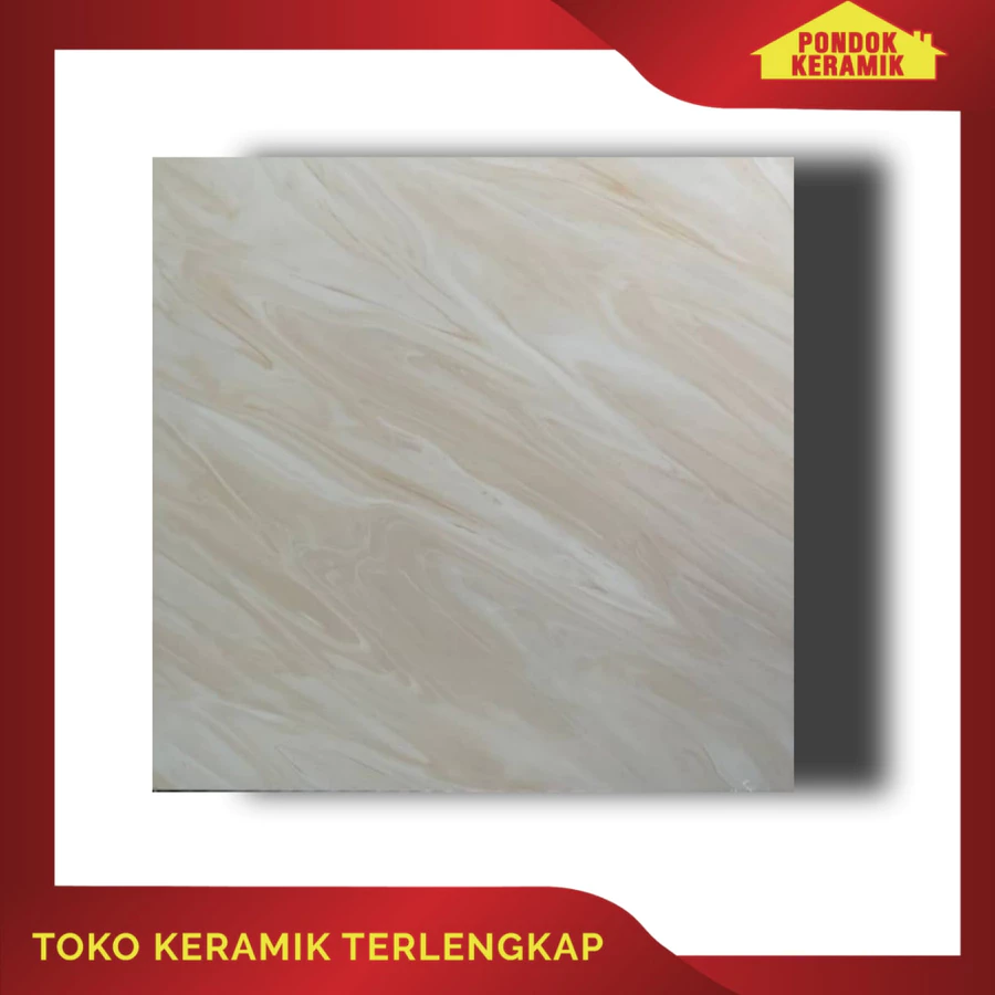 Keramik Lantai Otis 50x50 Azzo Beige Motif Marble Glossy