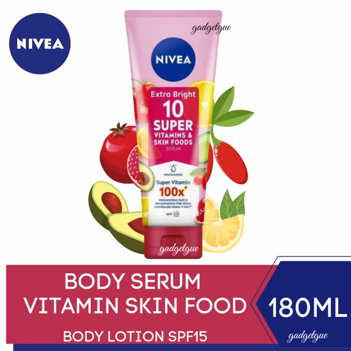 Jual Nivea Extra Bright 10 Super Vitamins & Skin Foods Serum - 180ml ...