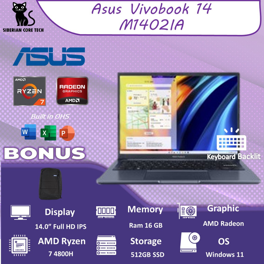 Jual ASUS VIVOBOOK 14 M1402IA VIPS751 RYZEN 7 4800H 16GB 512GBSSD VEGA ...