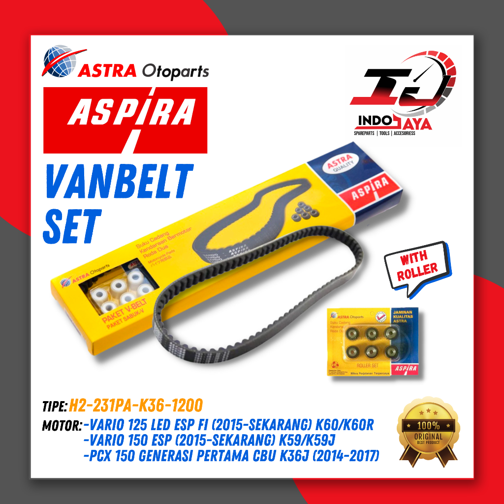 Jual [BAYAR DI TEMPAT] ASPIRA VANBELT + ROLLER (ASSY) VARIO 125 LED ...