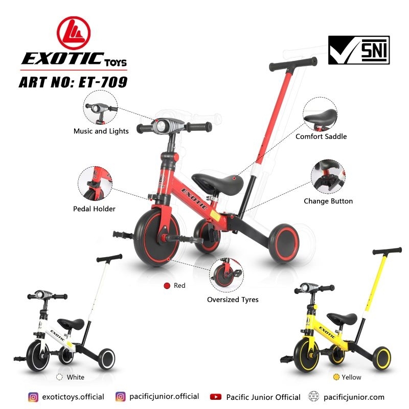 Jual BALANCE BIKE PUSH BIKE 4 IN 1 EXOTIC TIPE ET 709 DAN BRAND PMB