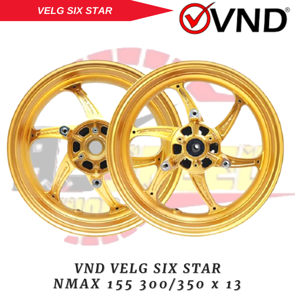 Jual Vnd Racing Velg Six Star Ring Ukuran Nmax Warna Black Gold Vnd Velg Six