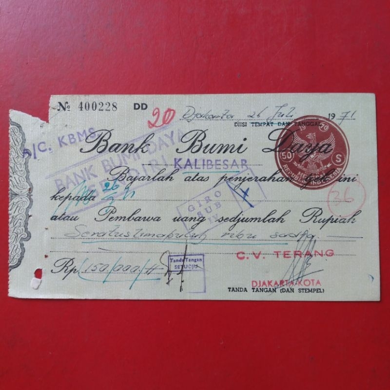 Jual Koleksi Dok Jadul Bank Bumi Daya Giro 1971 - YN97 | Shopee Indonesia