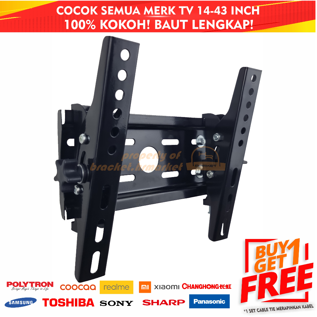 Jual Bracket Tv Led Lcd 32 40 43 24 21 29 17 14 Inch Dijamin Cocok 14 43 In 2 Arah Universal 7944