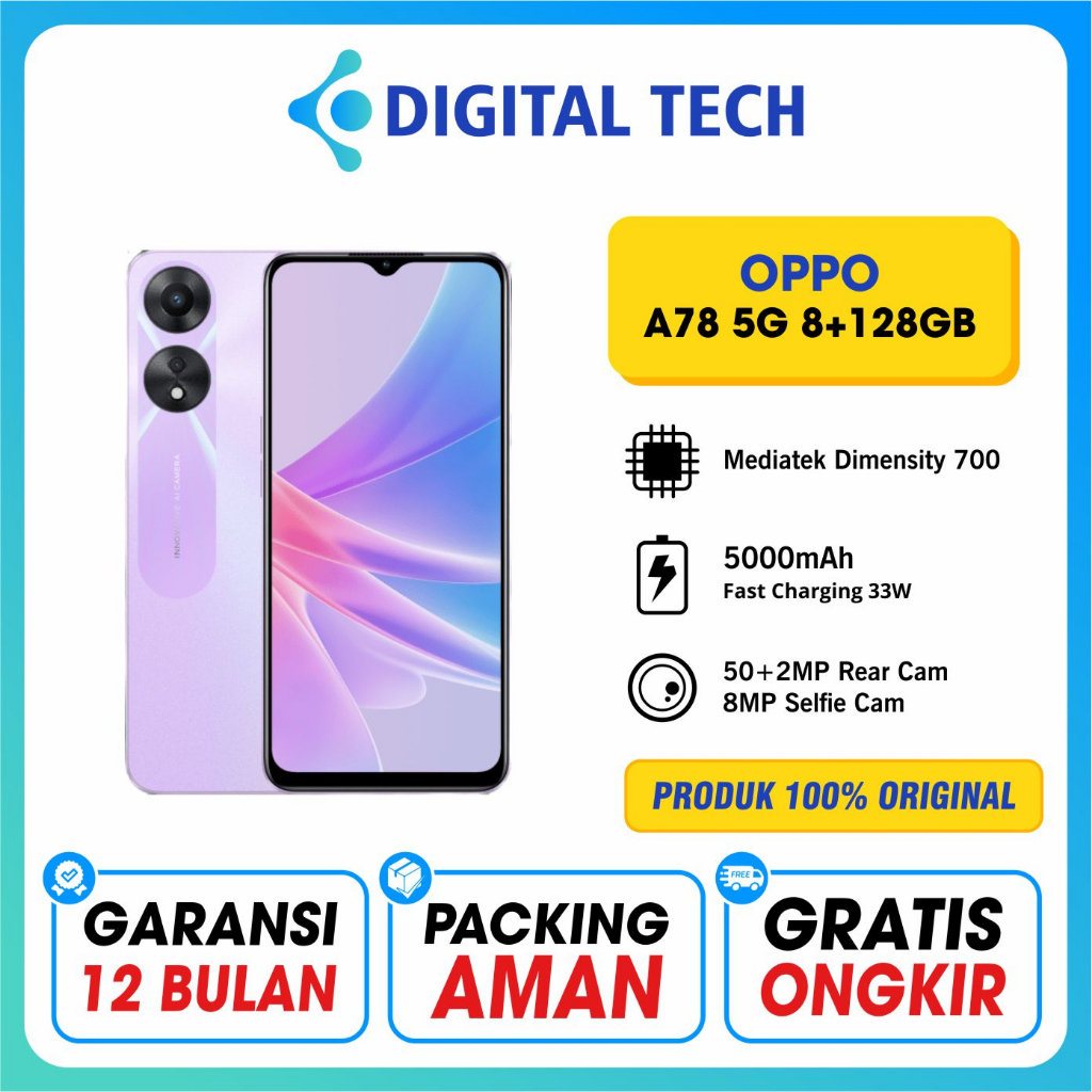 Jual OPPO A78 5G 8/128GB Garansi Resmi 1 Tahun | Shopee Indonesia