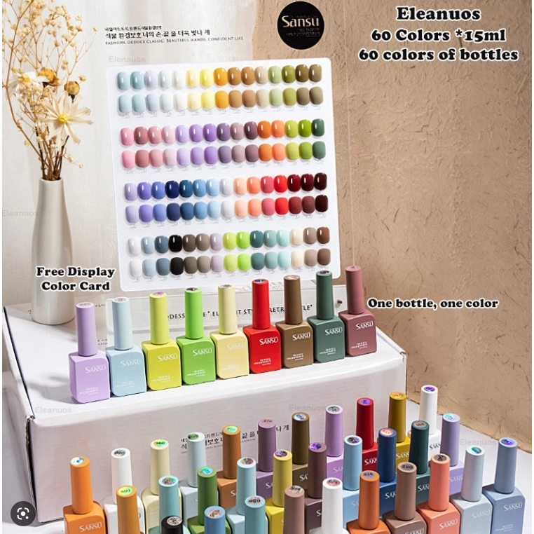 Jual READY STOCK Sansu Macaron Gel Polish Set 58 Color 15ml Macaron