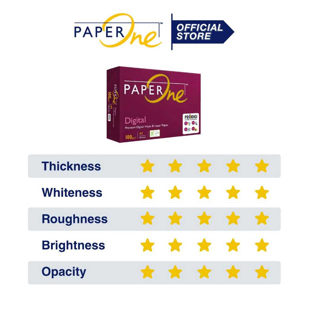 PaperOne Kertas A4 100gr Digital 1 Box (2000 lembar) Kertas HVS A4 Kertas Fotocopy (6)