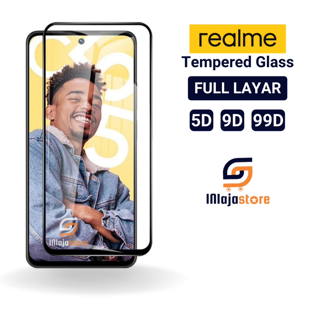 Jual Tempered Glass Full Layar 5d Realme C63 C65 C67 C51s C51 C53 C53