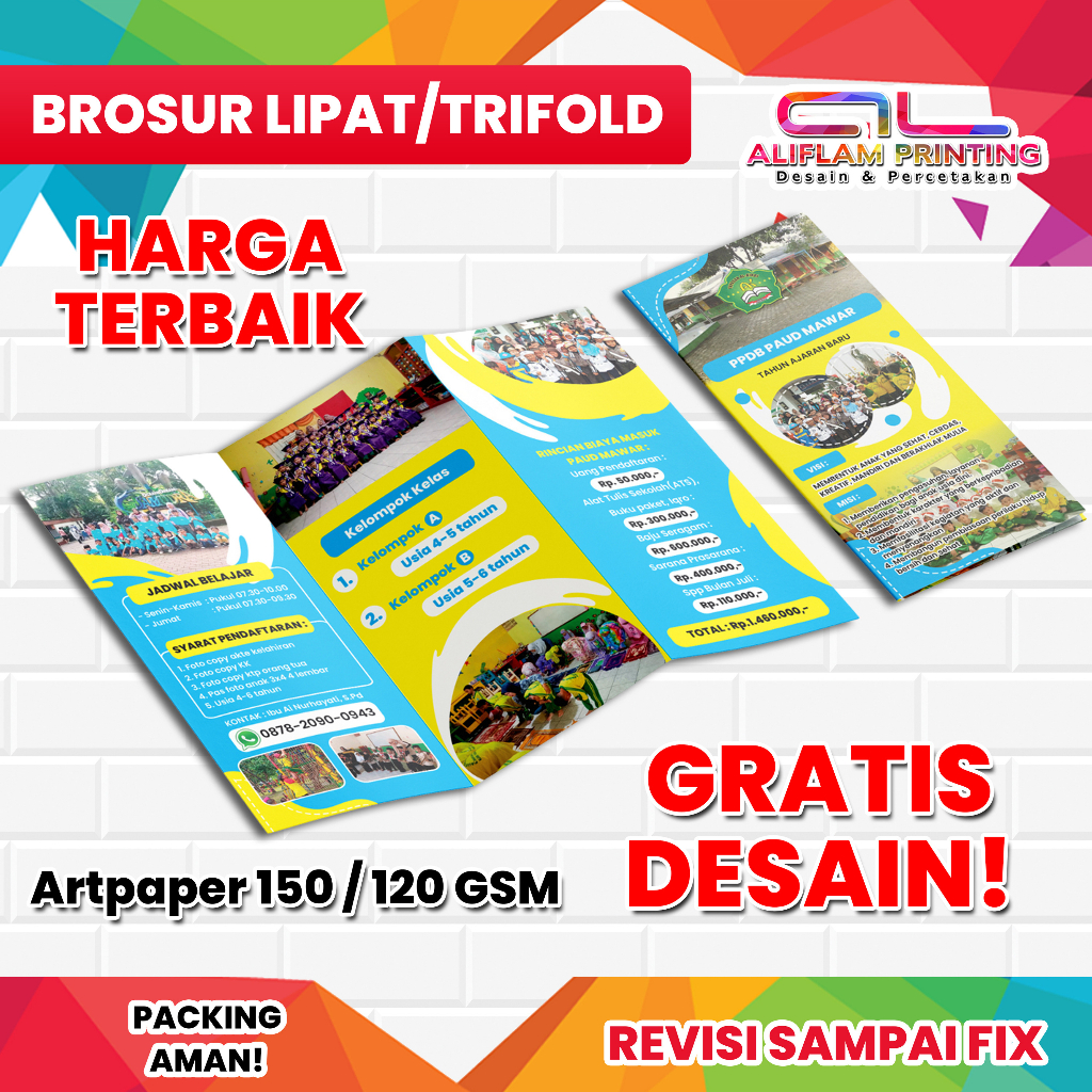 Jual Cetak Brosur Trifold A4 Brosur Lipat Leaflet A4 Gratis Design