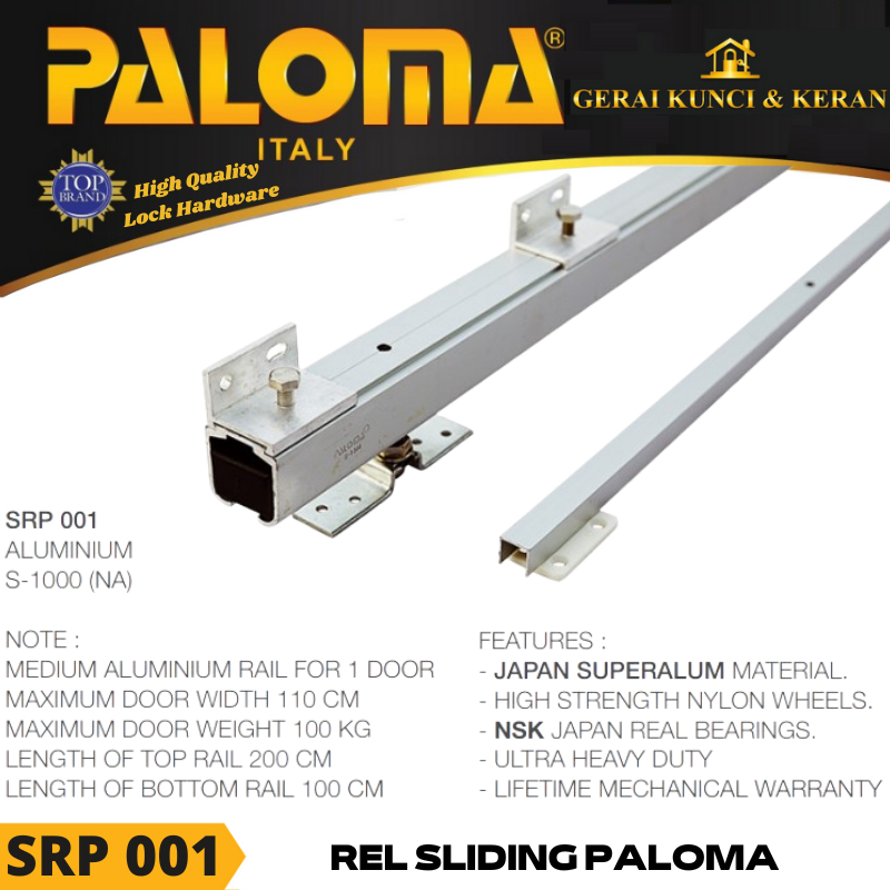 Jual SLIDING RAIL PALOMA PINTU GESER SRP 001 2 METER REL SLIDING ...