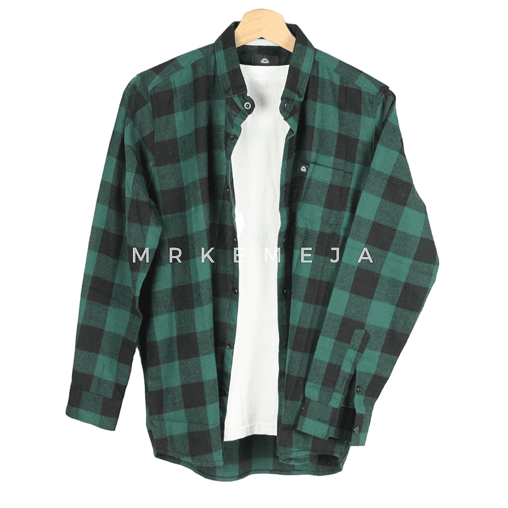 Jual Kemeja Flannel Pria Lengan Panjang Distro Warna Hijau | Shopee