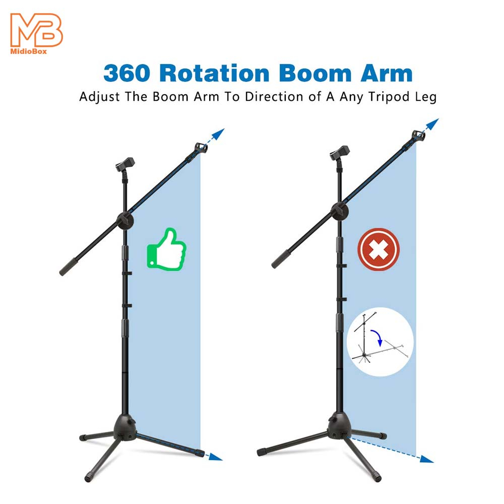 Jual Midio Tripod Microphone Stand + 360 rotating boom arm Plus Mic ...
