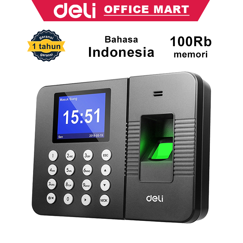 Jual Deli Mesin Absensi Sidik Jari Absen 100 000 Memori Absensi Finger