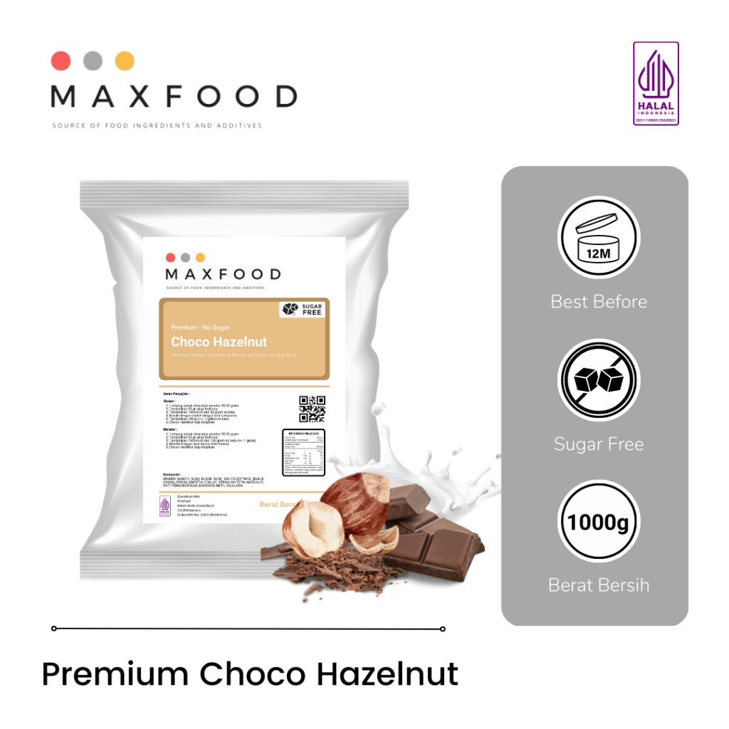 Jual Premium No Sugar Choco Hazelnut Powder Drinks Bubuk Minuman 