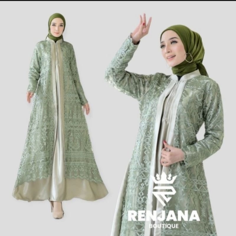 Jual gamis satin crystal tile bordir model naura | Shopee Indonesia