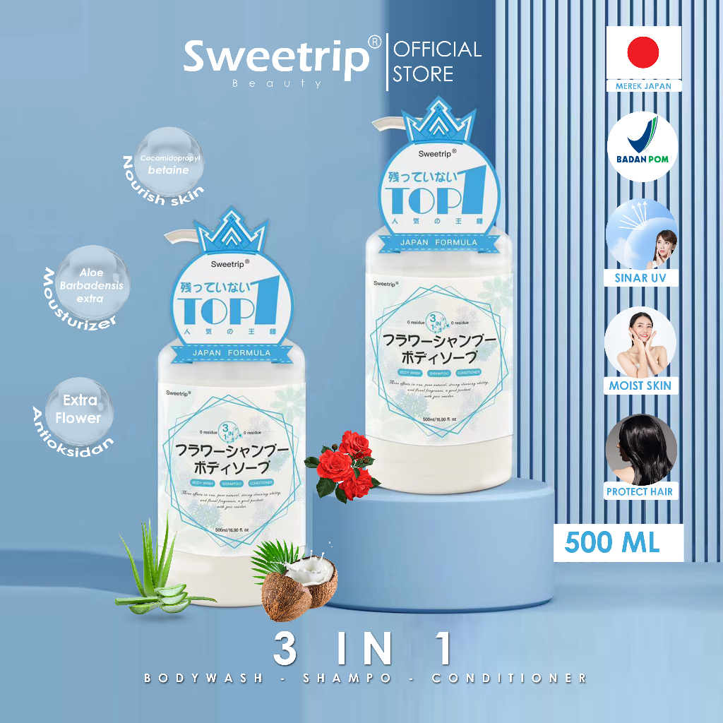Jual [BPOM] 500ML Japan Floral Sabun Mandi 3 in 1 Body Wash + Shampo