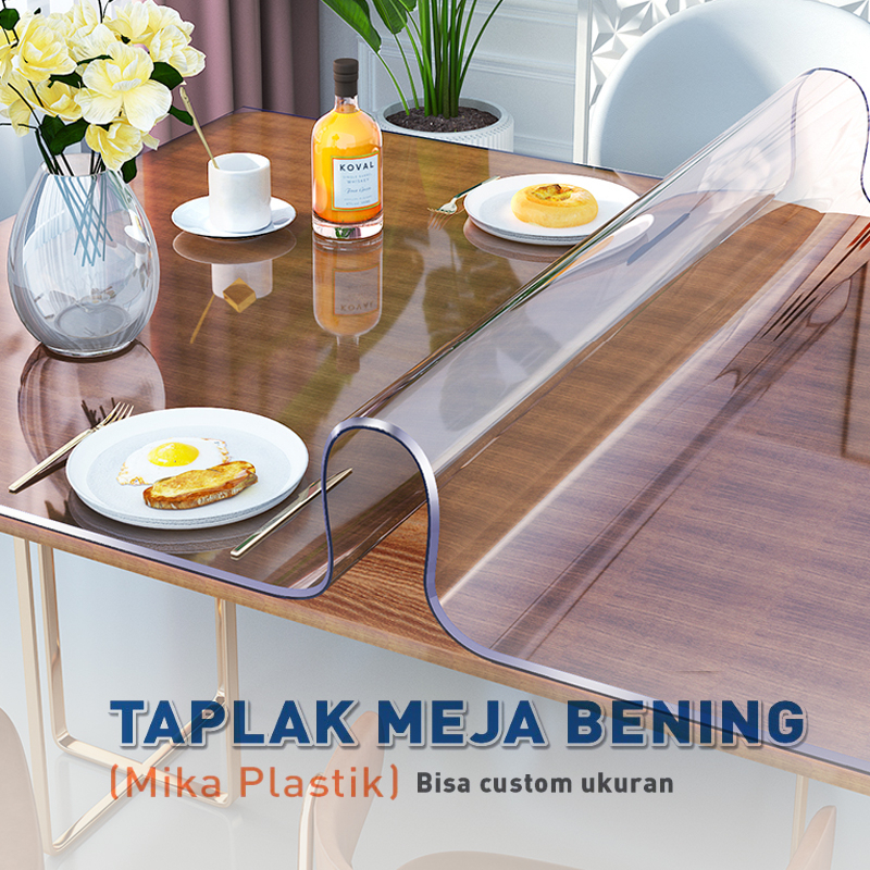 Jual Taplak Meja Anti Air Pvc Transparan Plastik Mika Meteran Bening Ukuran 60120cm Alas Meja 0822