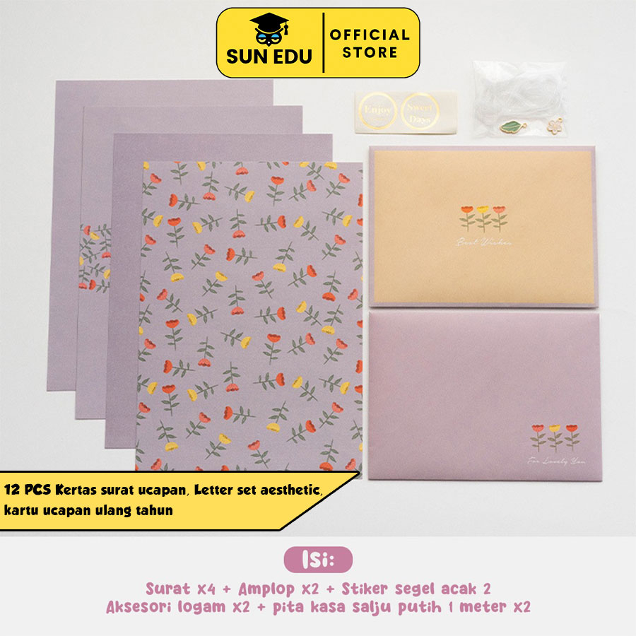 Jual 12 Pcs Kertas Surat Ucapan Letter Set Aesthetic Kartu Ucapan