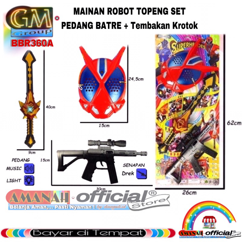 Jual GM mix-toys BBR-360-A Pistol Mainan Set Pedang Pedangan Topeng ...