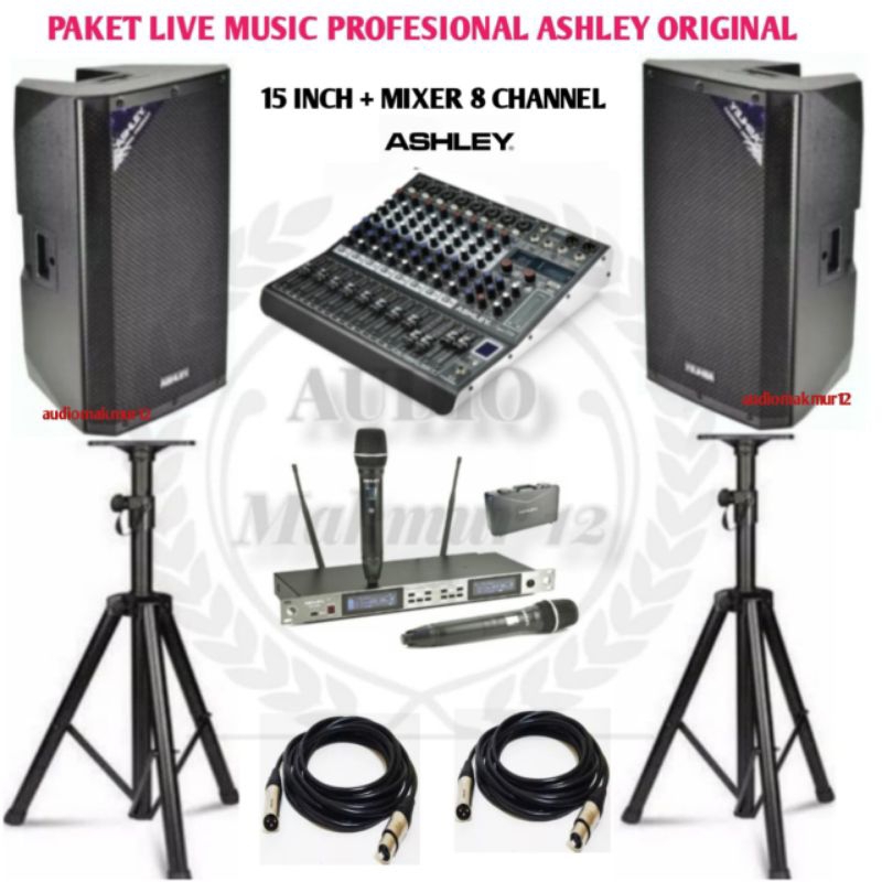 Jual paket sound system Ashley ACT 600 pro + mixer Ashley original