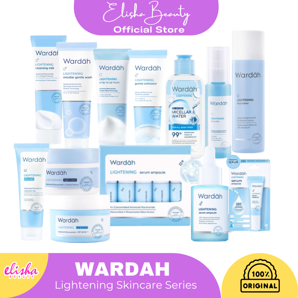 Jual Wardah Lightening Skincare Series// Day & Night Cream//Toner