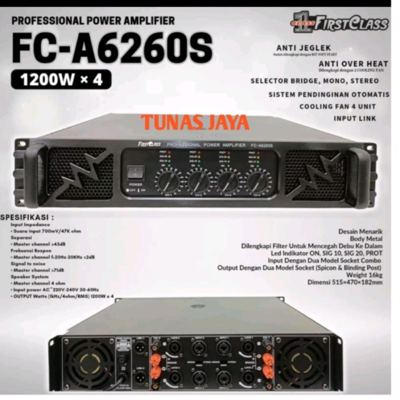 Jual POWER AMPLI FIRSTCLASS FC A6260S POWER FIRSTCLASS FC A6260 S 4 CHANNEL Shopee Indonesia