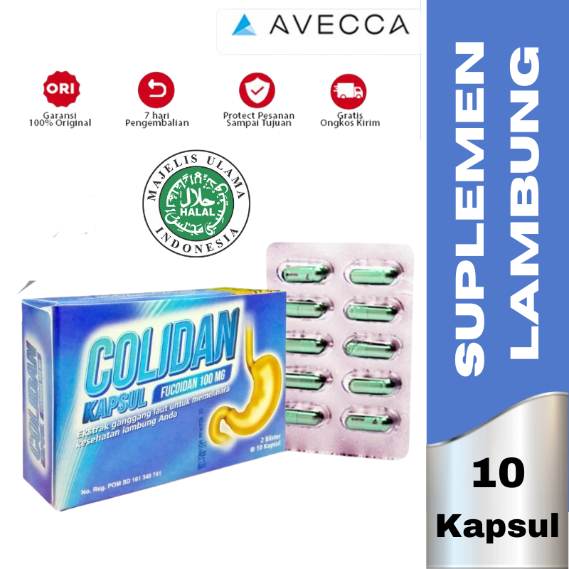 Colidan Fucoidan 100 Mg Isi 10 Kapsul (Vitamin Lambung) / Maag / Memelihara Kesehatan Lambung