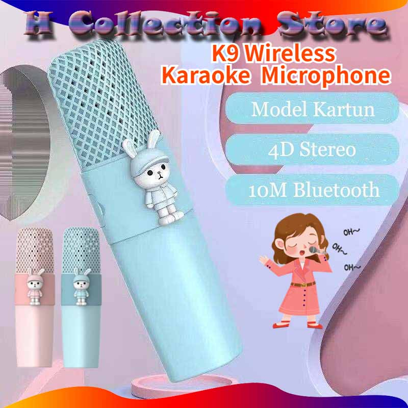 Jual Mikrofon K9 Kids Bunny Wireless Microfon Karaoke Mainan Musik