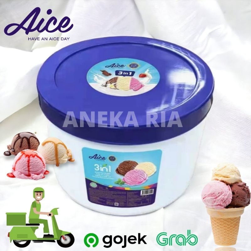 Jual AICE 3in1 Bucket Ice Cream / Es Krim AICE 3 Rasa Kemasan Ember 5 ...