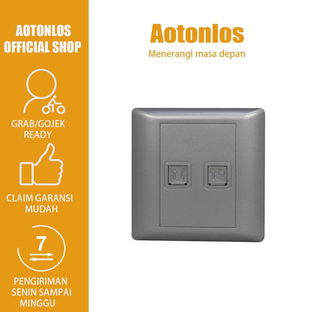 Jual CHINT NEW7G-Gray Black telephone&data socket (Cat6)/soket tlp&data ...