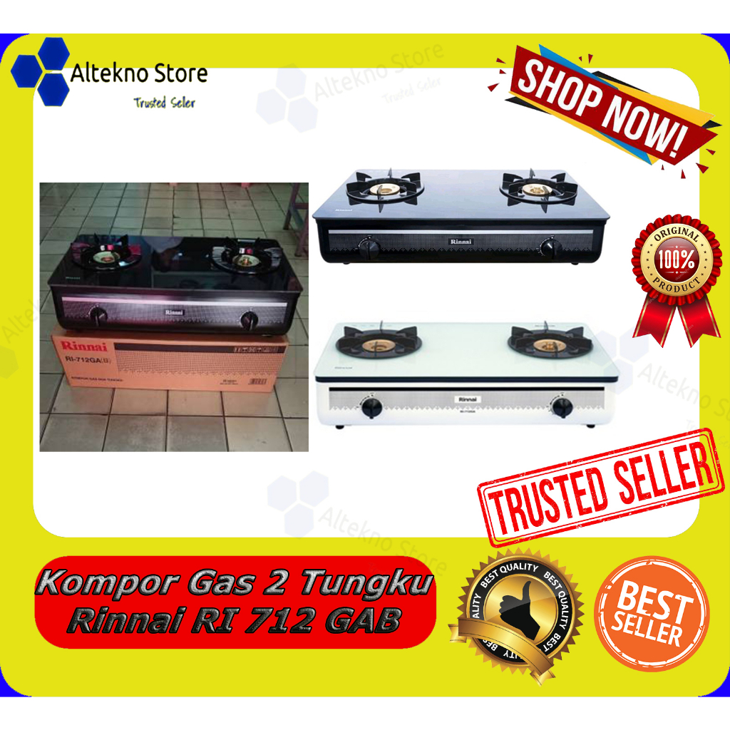 Jual KOMPOR GAS RINNAI 2 TUNGKU KACA RI-712 GA(B) Original Resmi Rinnai ...