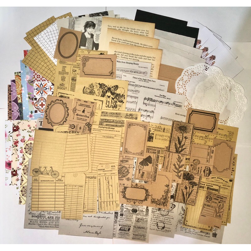 Jual Journal Paper Kit 100pcs Vintage old Journal Series #(001 ...