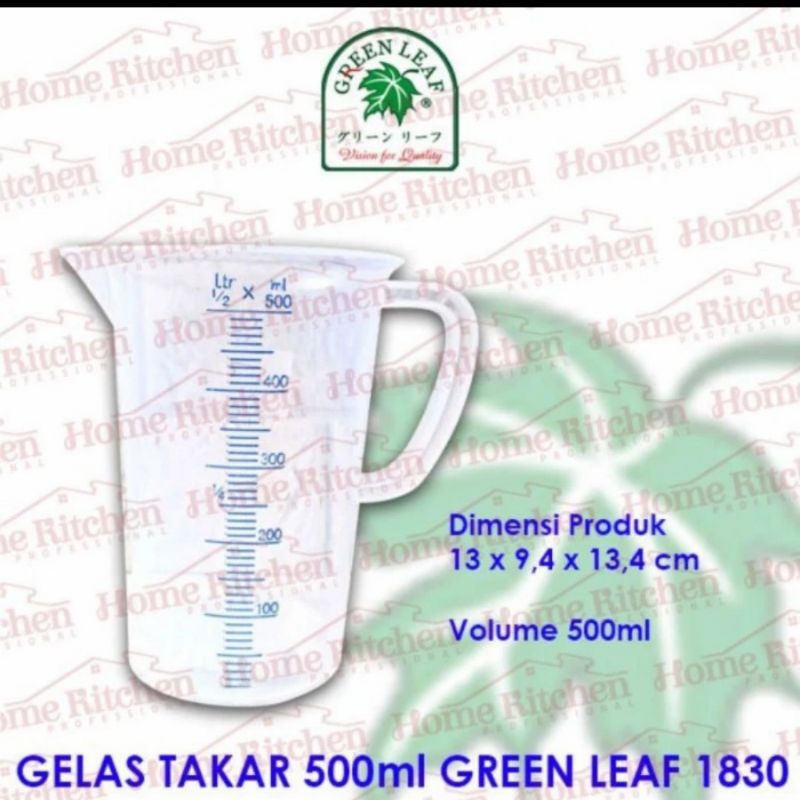 Jual Gelas Takar 500ml Green Leaf Scarlett 1830 Gelas Ukur Plastik Shopee Indonesia 6112