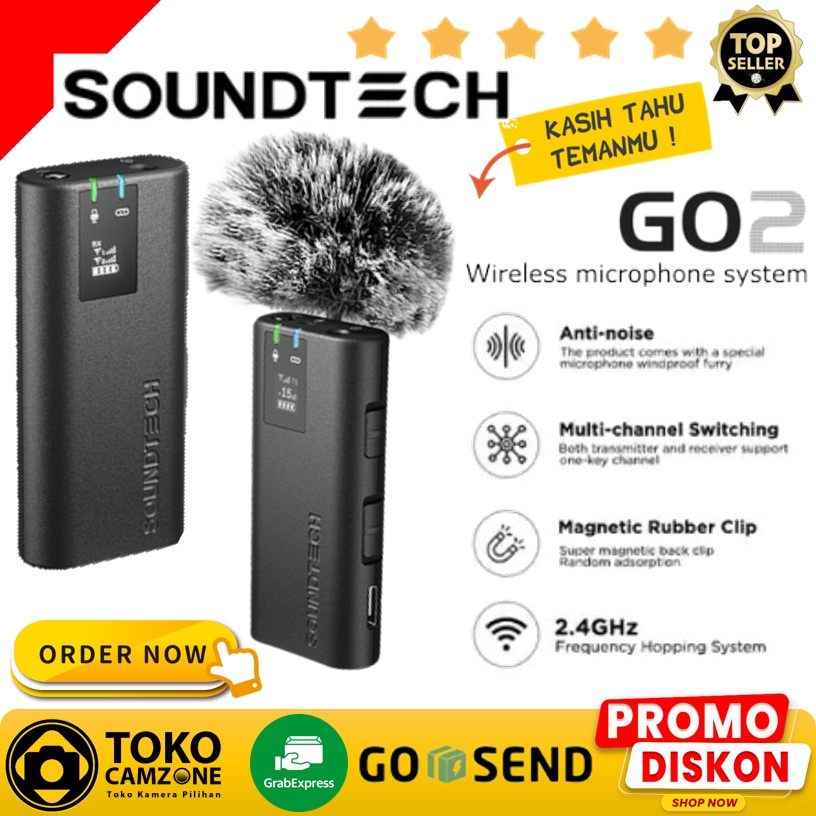 Jual SOUNDTECH GO2+ Wireless Microphone 2.4Ghz Dual-Channel Omni ...