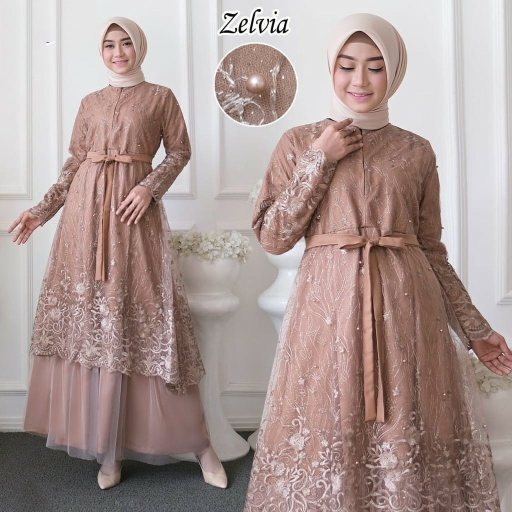 Jual Gamis Pesta Brukat Terbaru 2023 Zelvia Brukat Gamis Kondangan