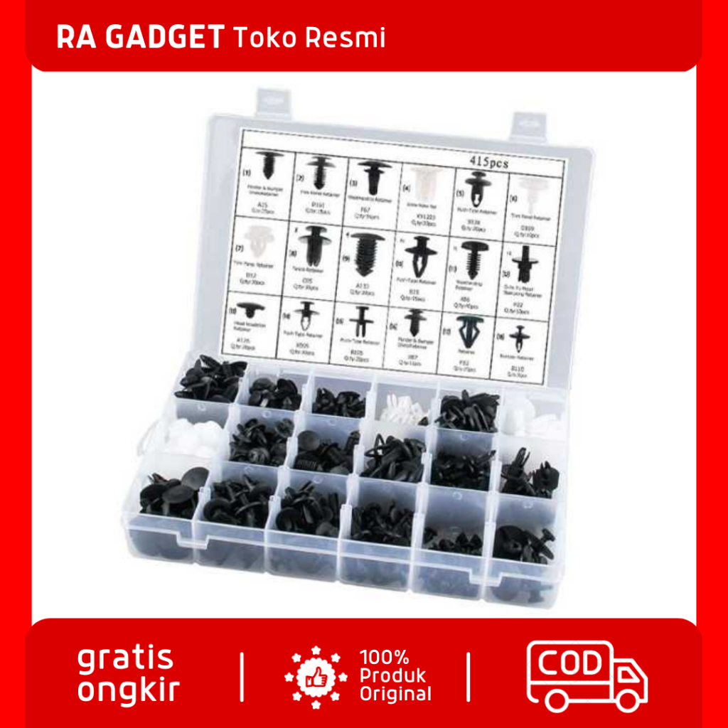 Jual Baut Rivet Mobil Universal Snap Joint Clips 415 PCS / Baut Baud ...