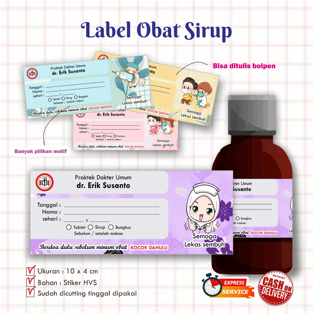 Jual Stiker Label Obat Sirup Syrup Etiket Obat Sirup Shopee