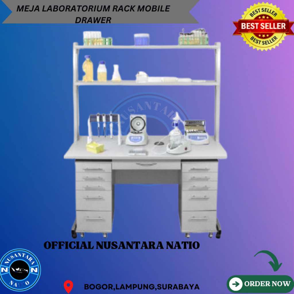 Jual Meja Laboratorium Rack Mobile Drawer Multiplek 18mm, lapis Full ...