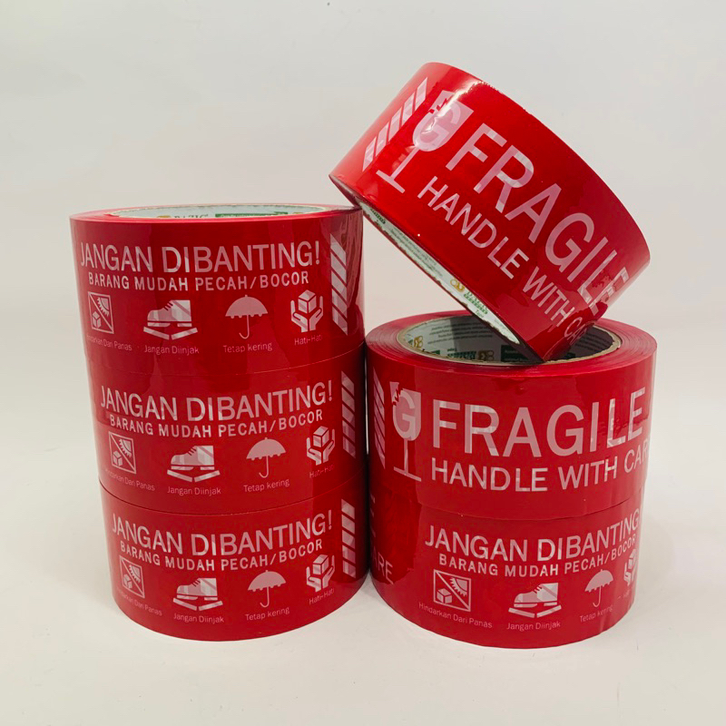 Jual Isolasi Opp Tape Fragile Merah Dan PVC Floor Marking Hitam Kuning ...