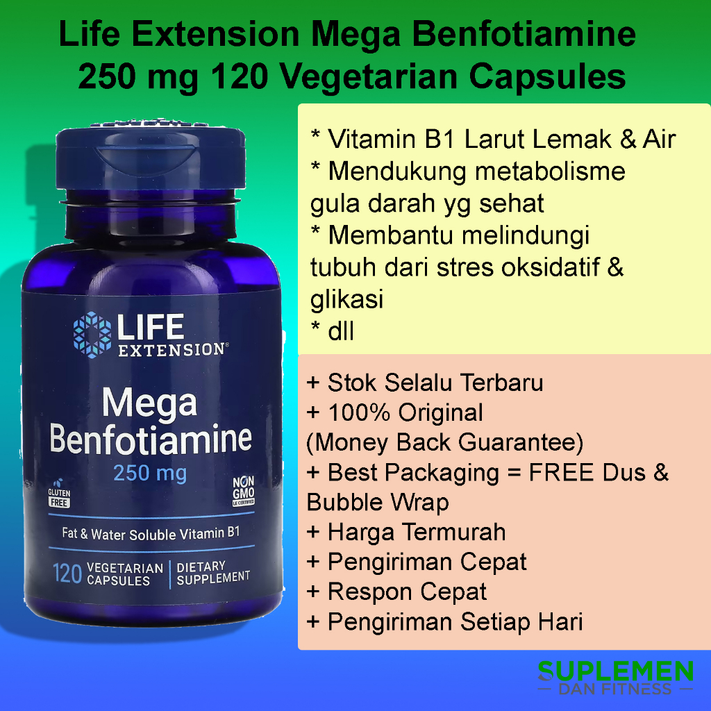 Jual Life Extension Mega Benfotiamine 250 Mg 120 Vegetarian Capsules ...