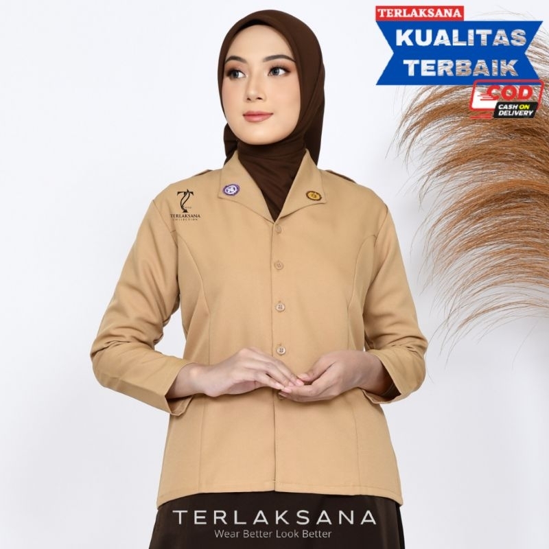 Jual Baju Pramuka Guru Pembina Perempuan Bahan Larici Setelan Pramuka