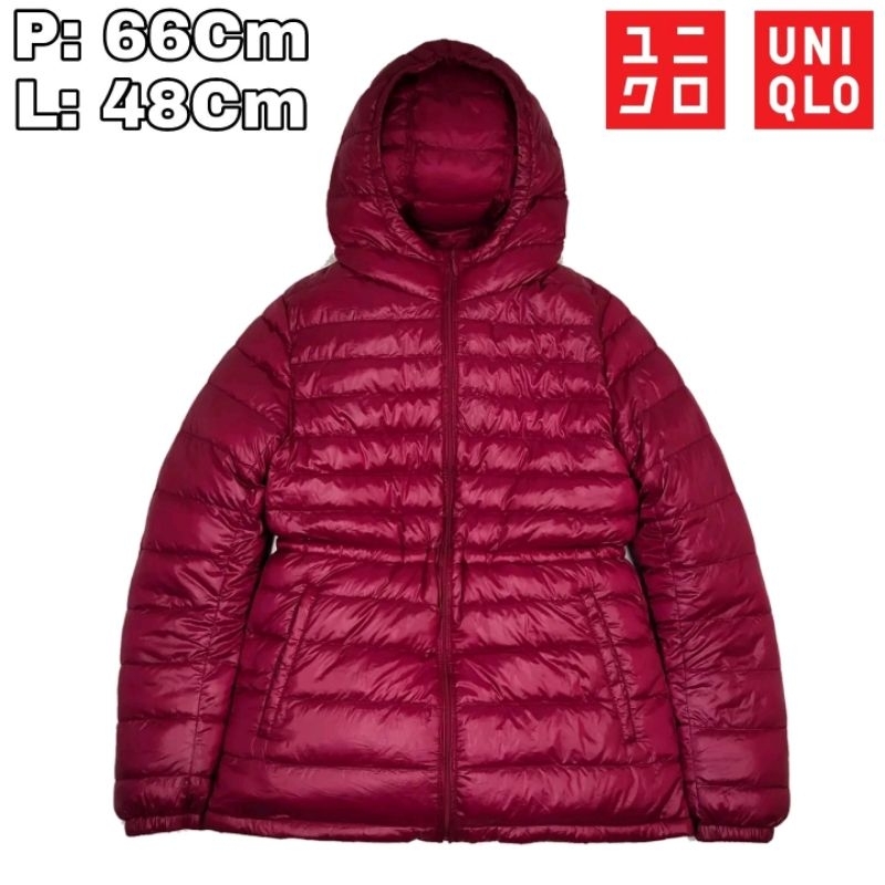 Jual J103 Jaket Bulang Ultralight Uniqlo Hooded Red Jacket Goosedown ...