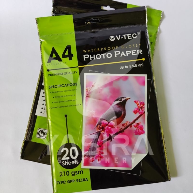 Jual 20 Lembar Satu Pack Kertas Foto Glossy A4 V Tec 210 Gsm