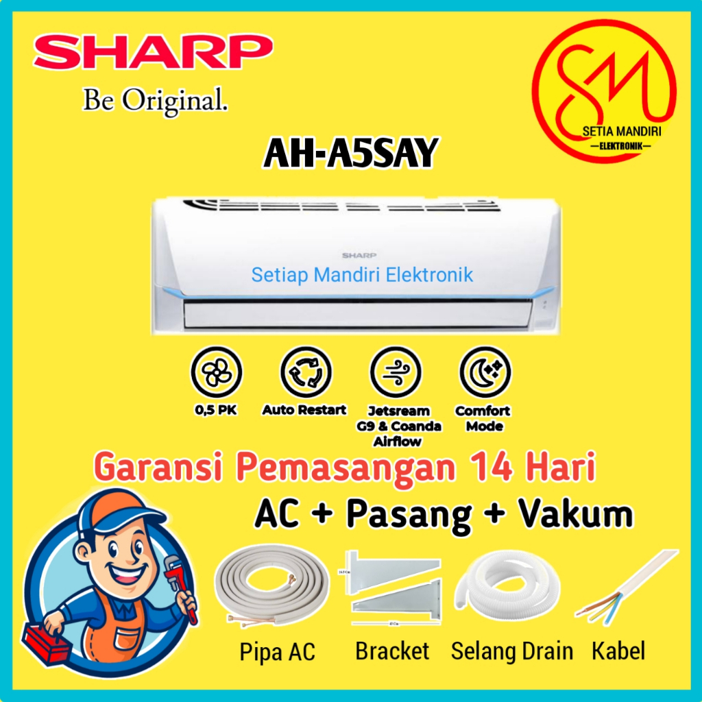 Jual SHARP AH-A5SAY + PASANG AC Split 1/2 PK New Jetstream | Shopee ...