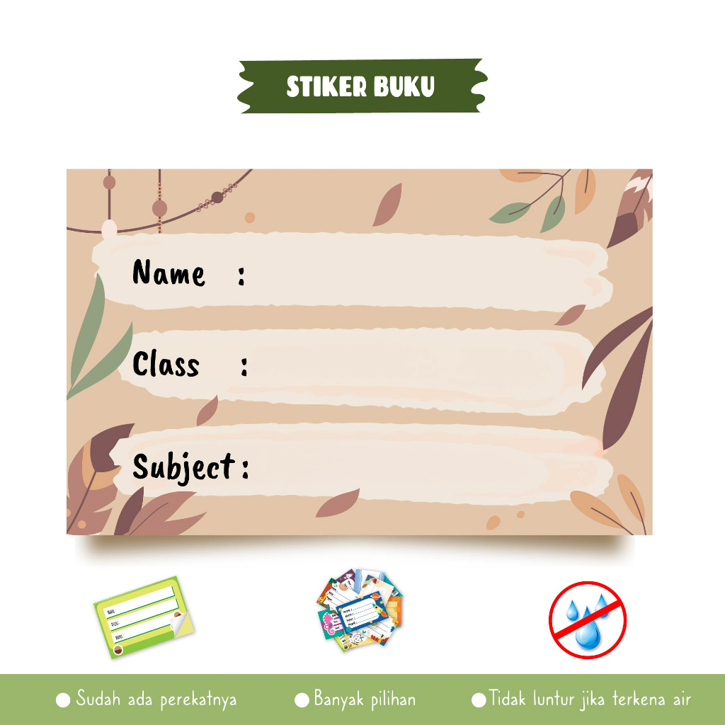 Jual Stiker Buku Aesthetic Isi 10 pcs Label Nama Buku Tulis Anak