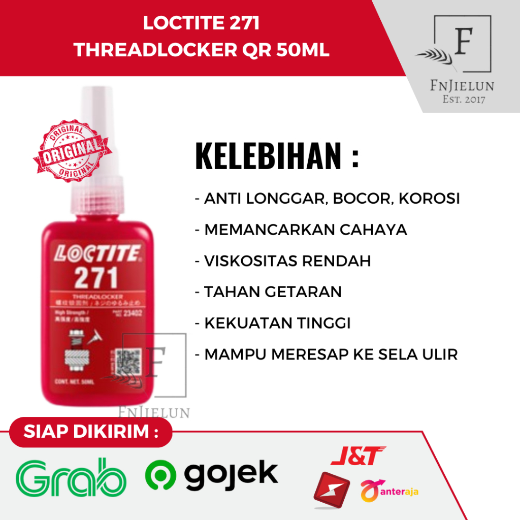 Jual Loctite Lem Baut Threadlocker High Strength Qr Ml Shopee Indonesia