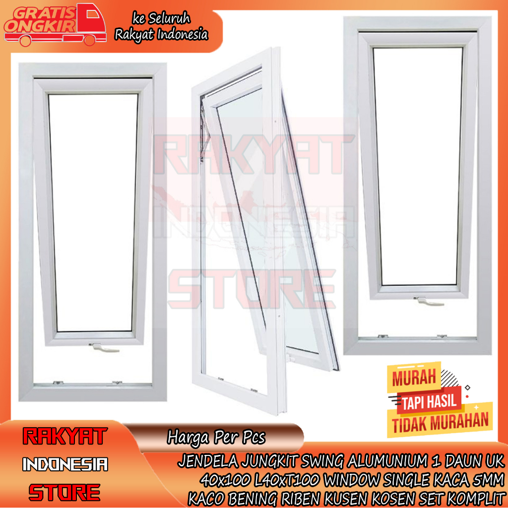 Jual JENDELA ALUMINIUM JUNGKIT SWING 40x100 L40xT100 1 DAUN WINDOW ...