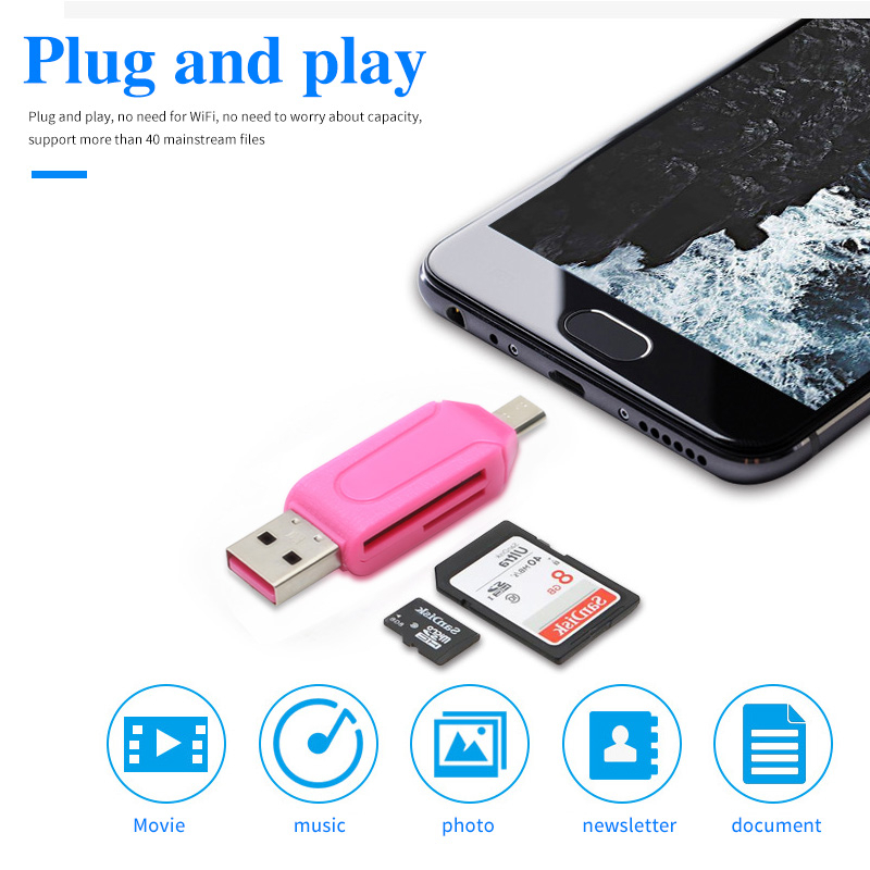 Jual 4 in 1 Card Reader OTG Micro USB SD TF Card Reader OTG COD ...