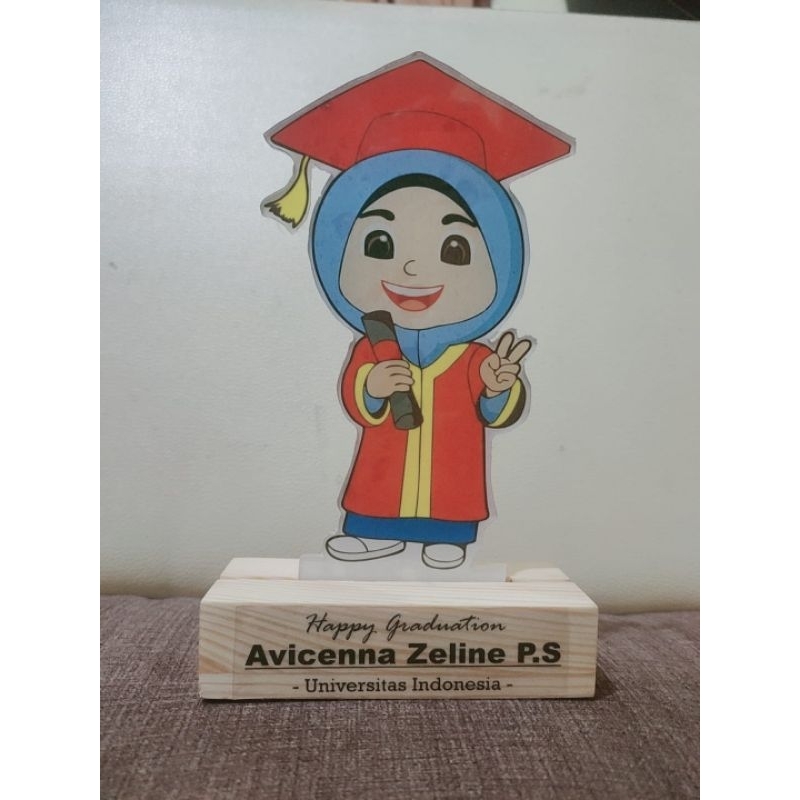 Jual Plakat Wisuda Akrilik Stand Kayu Kado Wisuda Plakat Wisuda Custom