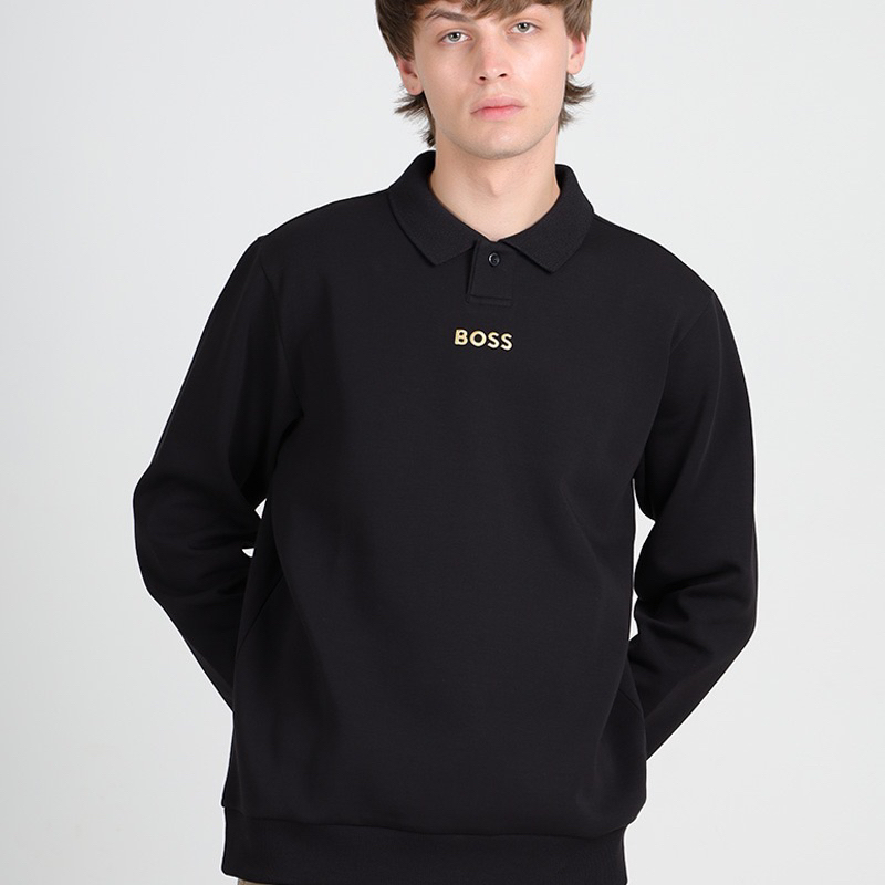 Jual HUGO BOSS Men Pirax Gold Relaxed Fit Long Sleeved Polo Shirt in